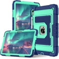 thumbnail image 1 of ELEHOLD 3-Layer Rugged Case For Apple iPad Mini 7th 6th Generation Heavy Duty Shockproof Cover, [Drop Protection], [Logo Visible], With Kickstand & Pencil Holder & Shoulder Strap, Black+Green, 1 of 8