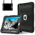 thumbnail image 1 of ELEHOLD 3-Layer Rugged Case For Apple iPad Mini 7th 6th Generation Heavy Duty Shockproof Cover, [Drop Protection], [Logo Visible], With Kickstand & Pencil Holder & Shoulder Strap, Black, 1 of 11