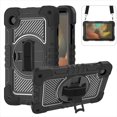 thumbnail image 1 of ELEHOLD 3-Layer Shockproof Case For Tab A 8.0 (2019) T290 / T295, Rugged Cover with 360° Rotating Kickstand, Wrist Strap, Detachable Shoulder Strap, Black, 1 of 7