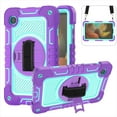 thumbnail image 1 of ELEHOLD 3-Layer Shockproof Case For Tab A 8.0 (2019) T290 / T295, Rugged Cover with 360° Rotating Kickstand, Wrist Strap, Detachable Shoulder Strap, Purple+Mint, 1 of 7