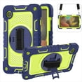 thumbnail image 1 of ELEHOLD 3-Layer Shockproof Case For Samsung Galaxy Tab S9 Plus, Rugged Cover with 360° Rotating Kickstand, Wrist Strap, Detachable Shoulder Strap, Navy Blue+Green, 1 of 7