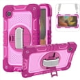 thumbnail image 1 of ELEHOLD 3-Layer Shockproof Case For Samsung Galaxy Tab S9 Plus, Rugged Cover with 360° Rotating Kickstand, Wrist Strap, Detachable Shoulder Strap, Rose+Pink, 1 of 7
