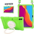 thumbnail image 1 of ELEHOLD 3 Layers Case For Samsung Galaxy Tab S8 Portable Handle Grip Design Shockproof Cover with Rotatable Kickstand & Pencil Holder & Shoulder Strap, Green, 1 of 11
