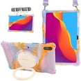 thumbnail image 1 of ELEHOLD 3 Layers Case For Samsung Tab A7 Lite 8.7 (2021) Portable Handle Grip Design Shockproof Cover with Rotatable Kickstand & Pencil Holder & Shoulder Strap, Purple, 1 of 11