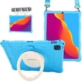 thumbnail image 1 of ELEHOLD 3 Layers Case For iPad 9th/8th/7th Generation Portable Handle Grip Design Shockproof Cover with Rotatable Kickstand & Pencil Holder & Shoulder Strap, Skyblue, 1 of 9
