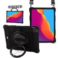 thumbnail image 1 of ELEHOLD 3 Layers Case For iPad Pro 11 2022/2021/2020/2018 Portable Handle Grip Design Shockproof Cover with Rotatable Kickstand & Pencil Holder & Shoulder Strap, Black, 1 of 9