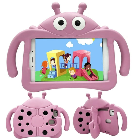 ELEHOLD 8" Tablet Child Proof Case for Samsung Galaxy Tab A7 Lite SM-X200/X205/X207 / Galaxy Tab A 8.0 T290 / Fire HD 8, Universal 8 Inch Cute Kids Friendly Back Stand Handle Cover Shell,Pink