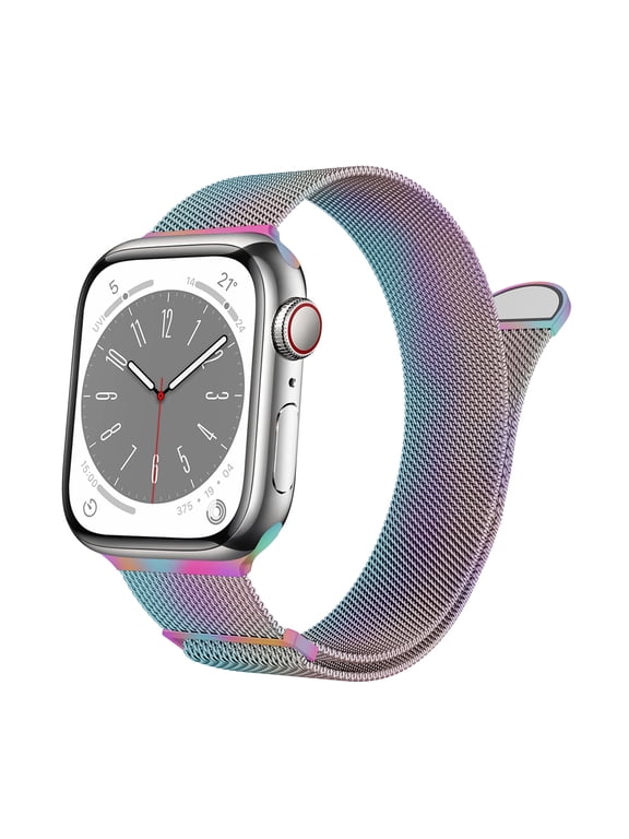 Adjustable Magnetic Flexible Breathable Stainless Steel Women Men Strap Replacement Band Compatible for Apple iWatch Series SE/9/8/7/6/5/4/3/2/1 Ultra 1/2 42/44/45/49mm,Color
