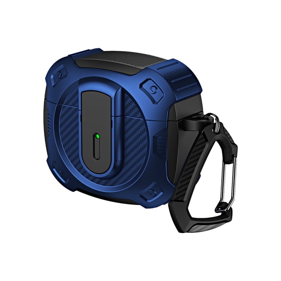 ELEHOLD for AirPods 3rd Gen (2021) Case with Buckle,Cool Military Grade Rugged All-round Protection Security Lock Support Wireless Charging Shockproof Protective Case for Men Women,Blue