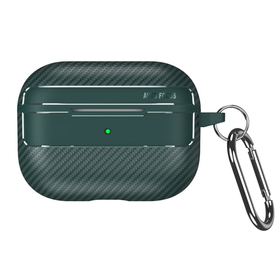 ELEHOLD for AirPods 3rd Gen (2021) Case,Carbon Fiber Pattern Electroplated Women Men Shockproof Full Body Protective Cover with Ring Buckle for AirPods 3rd Gen (2021),Green