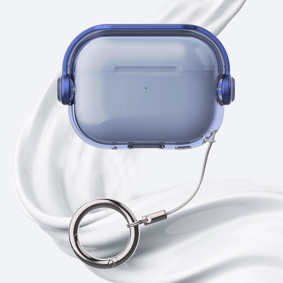 ELEHOLD for AirPods 3rd Gen (2021) Case,Slim Fit Clear Transparent Kickstand Plastic Simple Shockproof Protective Case with Ring Keychain for AirPods 3rd Gen (2021),Blue