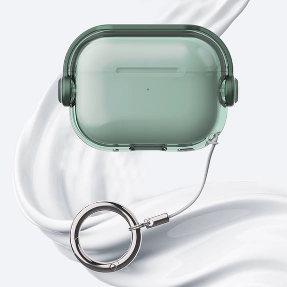 ELEHOLD for AirPods 3rd Gen (2021) Case,Slim Fit Clear Transparent Kickstand Plastic Simple Shockproof Protective Case with Ring Keychain for AirPods 3rd Gen (2021),Green