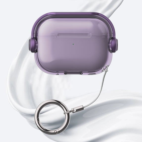 ELEHOLD for AirPods 3rd Gen (2021) Case,Slim Fit Clear Transparent Kickstand Plastic Simple Shockproof Protective Case with Ring Keychain for AirPods 3rd Gen (2021),Purple