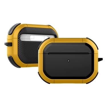 ELEHOLD for  Airpods Pro (2019) Case, Slim Fit Protective Hard Cover Supports Wireless Charging Front LED Visible Full Body Shockproof Hard Case with Keychain,Yellow