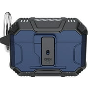 ELEHOLD AirPods Case Compatible with AirPods 4, Secure Lock Clip Hard Shell Full-Body Rugged Shockproof Protection Case with Carabiner for Airpods 4,Blue