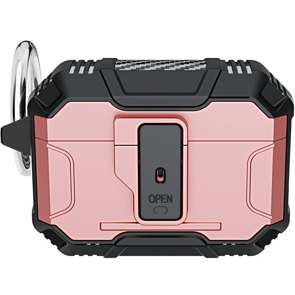 ELEHOLD AirPods Case Compatible with AirPods Pro 2 (2022), Secure Lock Clip Hard Shell Full-Body Rugged Shockproof Protection Case with Carabiner for Airpods Pro 2 2022,Rosegold