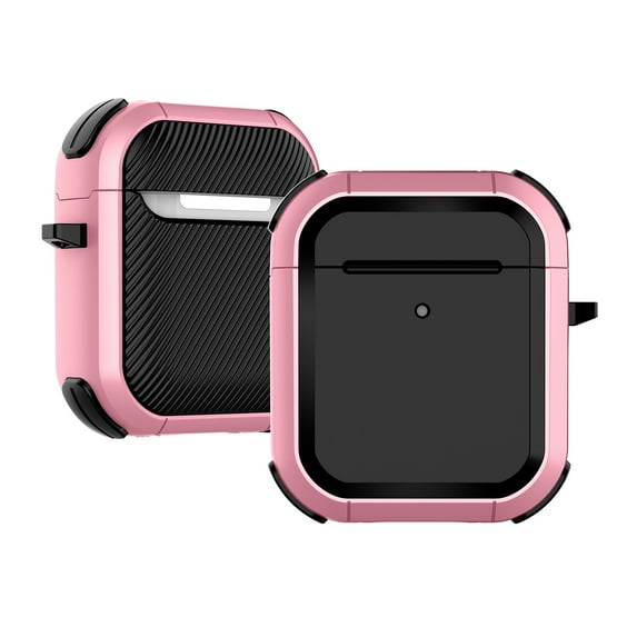 ELEHOLD for Airpods 2nd Gen / 1st Gen Case, Slim Fit Protective Hard Cover Supports Wireless Charging Front LED Visible Full Body Shockproof Hard Case with Keychain,Rosegold