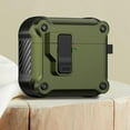 thumbnail image 1 of ELEHOLD for Airpods 2nd Gen / 1st Gen Case, Automatic Secure Lock Clip Full-Body Hard Shell Shockproof Protective Case with Keychain for Men Women for Airpods 2nd Gen / 1st Gen,Army, 1 of 7