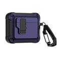 thumbnail image 1 of ELEHOLD For Airpods 4th Gen Armor Case Heavy Duty Shockproof Cover, Full Body Protection, with Button Lock & Carabiner, Compatible with Wireless Charging - Purple, 1 of 11
