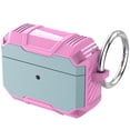 thumbnail image 1 of ELEHOLD for Airpods 4th Gen Case,Slim Fit Hard Secure Lock Shockproof Rugged Non-Slip Full Body Protective Case Cover with Keychain for Airpods 4th Gen, Green+Pink, 1 of 8