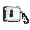thumbnail image 1 of ELEHOLD For Airpods Pro (2019) Armor Case Heavy Duty Shockproof Cover, Full Body Protection, with Button Lock & Carabiner, Compatible with Wireless Charging - White, 1 of 11