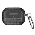 thumbnail image 1 of ELEHOLD for Airpods Pro 2nd Gen (2022) Case,Carbon Fiber Pattern Electroplated Women Men Shockproof Full Body Protective Cover with Ring Buckle for Airpods Pro 2nd Gen (2022),Black, 1 of 9