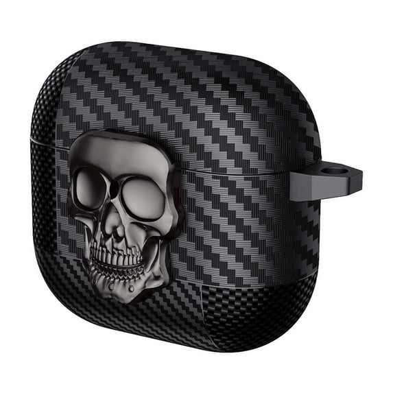 ELEHOLD for AirPods 3rd Gen (2021) Case,Compatible with Mag Safe Carbon Fiber Texture Cool Skeleton Magnetic Hard Shell Protective Case Cover with Keychain,Silver