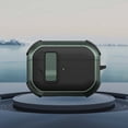 thumbnail image 1 of ELEHOLD For Airpods Pro 2nd Gen (2022) Rugged Headphone Case Secure Lock Support Wireless Charging Military Full-Body Rugged Shockproof Case Cover with Keychain,Green, 1 of 7