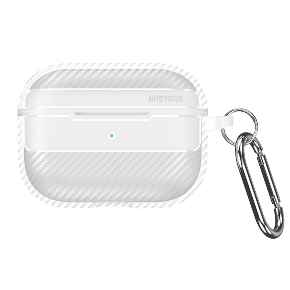 ELEHOLD for Airpods Pro 3rd Gen (2025) Case,Carbon Fiber Pattern Electroplated Women Men Shockproof Full Body Protective Cover with Ring Buckle for Airpods Pro 3rd Gen (2025),Clear