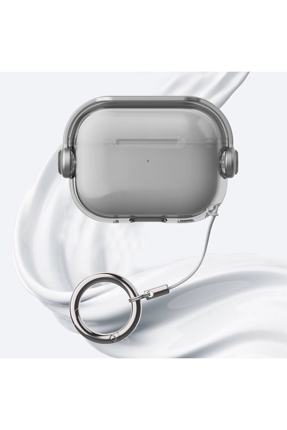 for Airpods Pro 3rd Gen (2025) Case,Slim Fit Clear Transparent Kickstand Plastic Simple Shockproof Protective Case with Ring Keychain for Airpods Pro 3rd Gen (2025) ,Gray