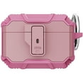thumbnail image 1 of ELEHOLD for Airpods Pro Rugged Case, Secure Lock Clip Auto Pop-Out Lid Keychain Armor Shockproof Bumper Hard Protective Cases for Men Women for Apple Airpods Pro,Pink, 1 of 7