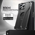 thumbnail image 1 of ELEHOLD Aluminum Alloy Frameless For iPhone 15, Compatible with Mag-Safe,Metal Magnetic Invisible Kickstand Metal Frameless Design Slim Fit Bumper Shockproof Case For iPhone 15,Black, 1 of 9