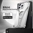 thumbnail image 1 of ELEHOLD Aluminum Alloy Frameless For iPhone 15, Compatible with Mag-Safe,Metal Magnetic Invisible Kickstand Metal Frameless Design Slim Fit Bumper Shockproof Case For iPhone 15,Gray, 1 of 9