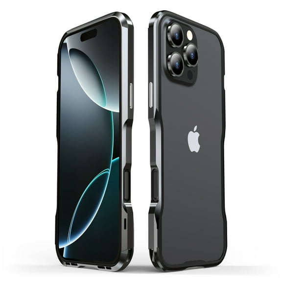 ELEHOLD Aluminum Frame Metal Bumper Frame Slim Cool Design for iPhone 16 Pro Max, Metal Frame Armor Bumper No Back, Shock Absorbent Protective for iPhone 16 Pro Max ,Black
