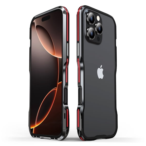 ELEHOLD Aluminum Frame Metal Bumper Frame Slim Cool Design for iPhone 16 Pro Max, Metal Frame Armor Bumper No Back, Shock Absorbent Protective for iPhone 16 Pro Max ,Red