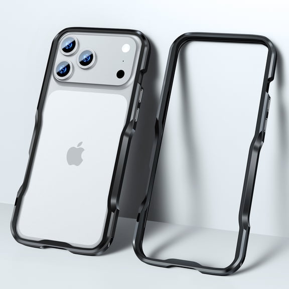 ELEHOLD Aluminum Frame Metal Bumper Frame Slim Cool Design for iPhone 17, Metal Frame Armor Bumper No Back, Shock Absorbent Protective for iPhone 17 ,Black