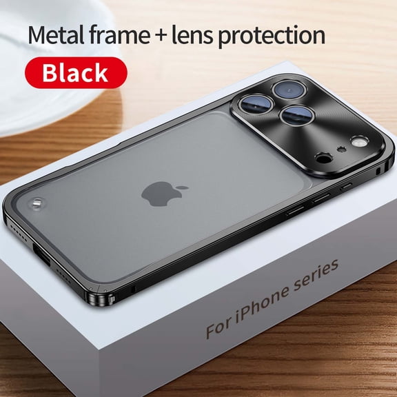 ELEHOLD Aluminum Metal Bumper Case for iPhone 18 Pro Max, Shockproof Matte Back Protective Hard Cover with Lock Buckle, Black