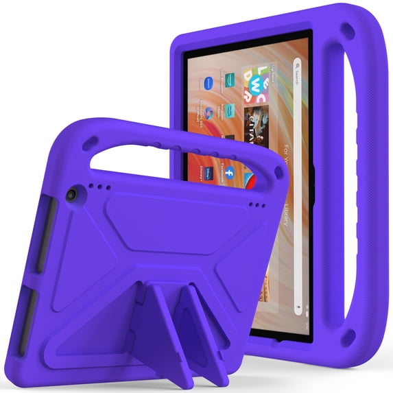 ELEHOLD for Amazon Fire HD 10 13th Generation 2023 Rugged Case Kids Friendly EVA Full Body Protective Handle Grip Kickstand Function Shockproof Kids Case for Fire HD 10 2023,Purple