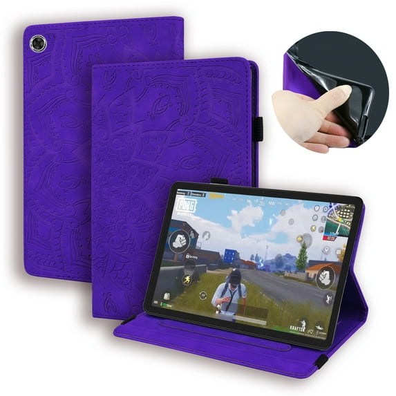 ELEHOLD for Amazon KindleScribe 10.2 inch 2024/2022 Released Case , Premium Embossed PU Leather Folio Flip Cover with Card Holder Anti-Slip Multi-Angle Stand Shockproof Case,Purple