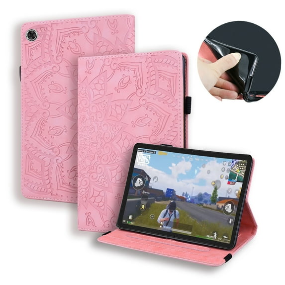 ELEHOLD for Amazon KindleScribe 10.2 inch 2024/2022 Released Case , Premium Embossed PU Leather Folio Flip Cover with Card Holder Anti-Slip Multi-Angle Stand Shockproof Case,Pink