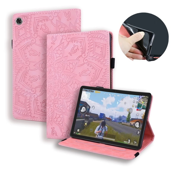 ELEHOLD for Amazon KindleScribe 10.2 inch 2024/2022 Released Case , Premium Embossed PU Leather Folio Flip Cover with Card Holder Anti-Slip Multi-Angle Stand Shockproof Case,Pink