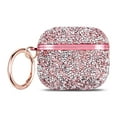 thumbnail image 1 of ELEHOLD for Apple AirPods 3rd Gen 2021 Shiny Sparkle Bling Case, Crystal Diamond Sparkling Glittering Powder Surface Electroplated Frame AirPods Cover Case with Carabiner Keychain,Pink, 1 of 6
