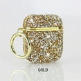 thumbnail image 1 of ELEHOLD for Apple Airpods 2 &1 Shiny Sparkle Bling Case, Crystal Diamond Sparkling Glittering Powder Surface Electroplated Frame AirPods Cover Case with Carabiner Keychain,Gold, 1 of 5