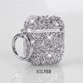 thumbnail image 1 of ELEHOLD for Apple Airpods 2 &1 Shiny Sparkle Bling Case, Crystal Diamond Sparkling Glittering Powder Surface Electroplated Frame AirPods Cover Case with Carabiner Keychain,Silver, 1 of 5