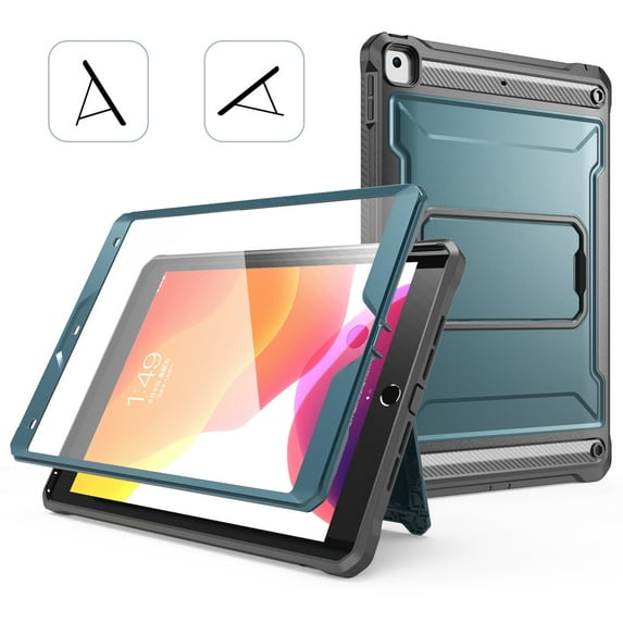 ELEHOLD for Apple iPad 10.2 inch 9th/8th/7th (2021/2020/2019) Rugged Case, Heavy Duty with Screen Protector Kickstand Function Drop Protection Shockproof Tablet Case, Blue