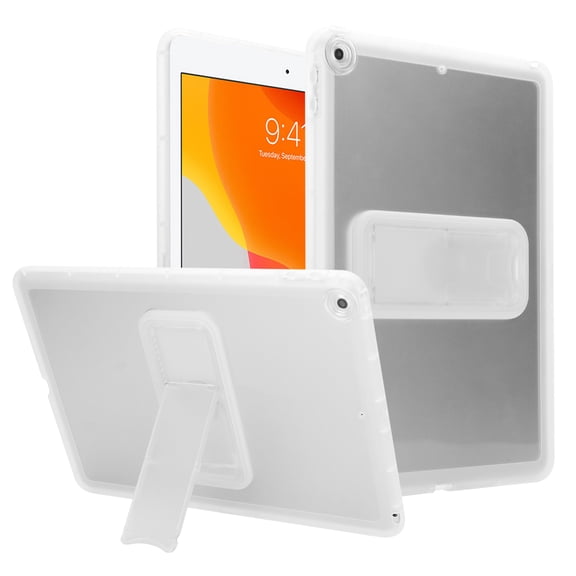 ELEHOLD For Apple iPad 8th/7th Generation 2019/2020 Protection Case ,Slim Lightweight Shell TPU Bumper + PC Translucent Matte Cover with Built-in Kicksatnd ,Clear