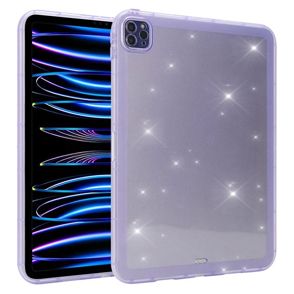 ELEHOLD For Apple iPad Pro 10.5 Slim Glitter Clear Case Soft TPU Cover, Military Grade Proetction, Reinforced Shock-Absorbing Corner, Slim&Lightweight, Purple