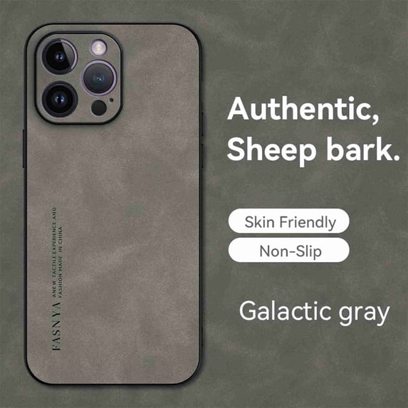 ELEHOLD for Apple iPhone 12 Classic Business Case Shockproof Luxury Soft Premium PU Leather Slim Business Style with Wireless Charging Back Protective Cover, gray