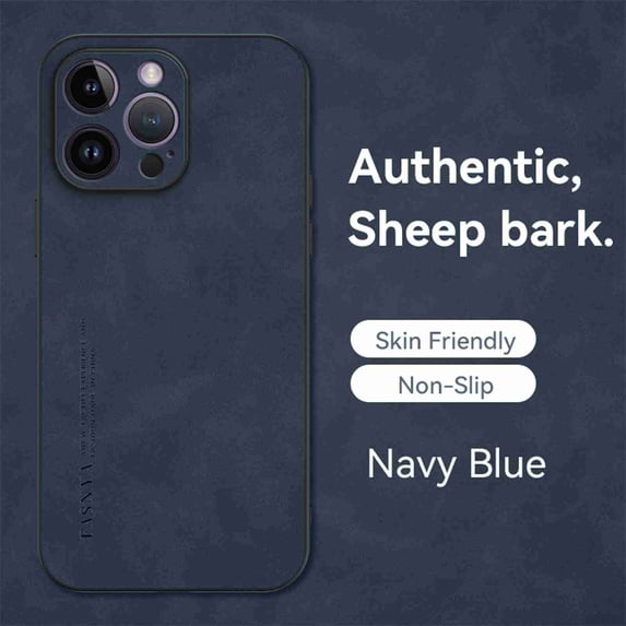 ELEHOLD for Apple iPhone 12 Classic Business Case Shockproof Luxury Soft Premium PU Leather Slim Business Style with Wireless Charging Back Protective Cover,navyblue