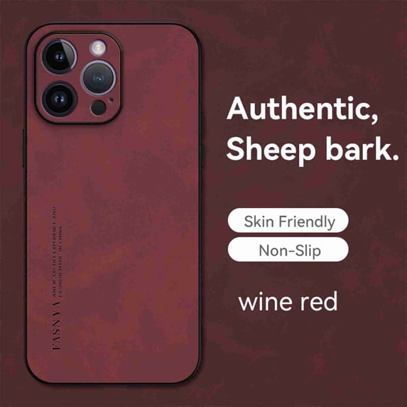 ELEHOLD for Apple iPhone 12 Classic Business Case Shockproof Luxury Soft Premium PU Leather Slim Business Style with Wireless Charging Back Protective Cover,winered